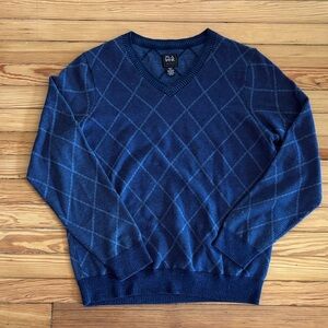 Jos. A. Bank Men's Navy Blue Argyle V-Neck Sweater